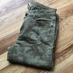 Zara Camo Distressed Jeans